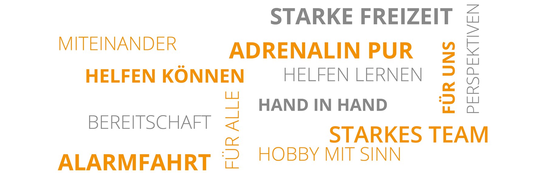 Begriffe rund um das Ehrenamt: starkes Team, helfen, lernen und Miteinander